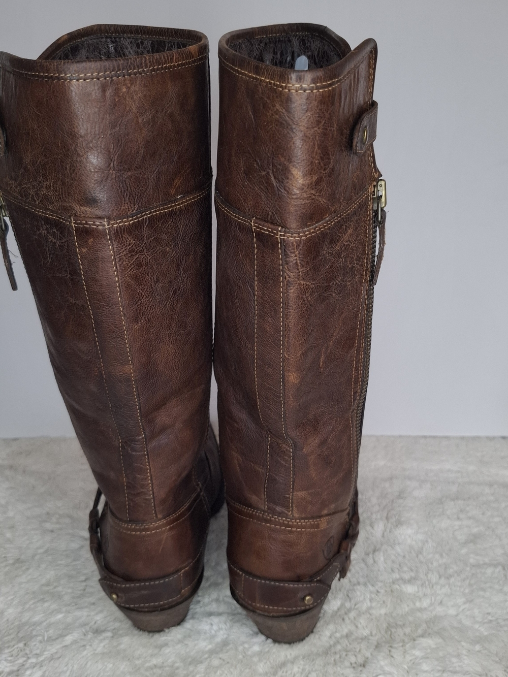 Ariat Brown Leather Tall Zip Western Riding Boots - Picture 5 of 13